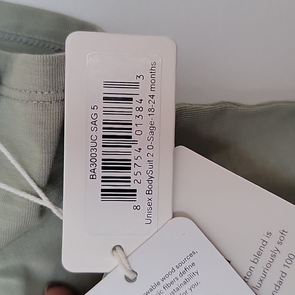 Loulou Lollipop Short Sleeve Unisex Tencel Bodysuit Size 18-24M in "Sage" - Picture 4 of 5